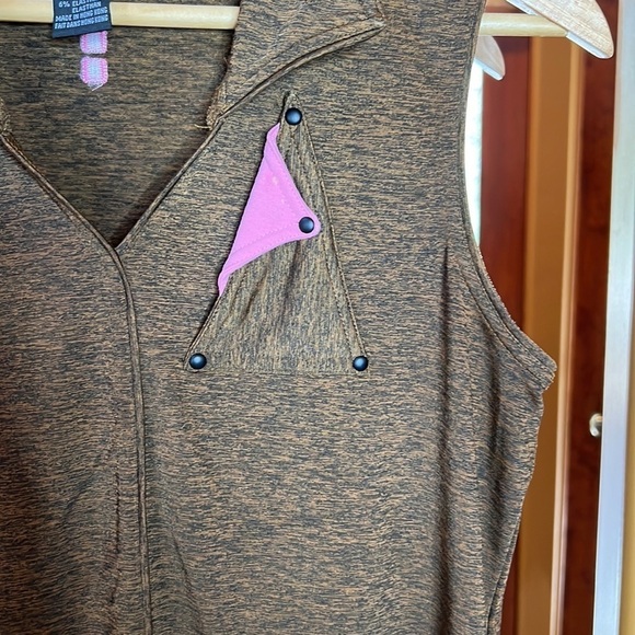 Jamie Sadock Heathered Brown with Pink Tank Top Athletic Size Medium - Picture 3 of 9